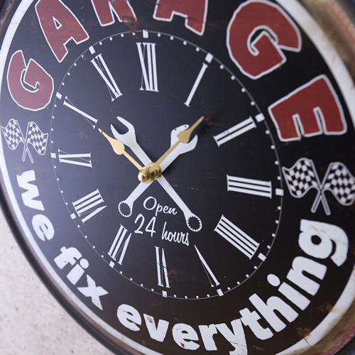 掛時計 掛け時計 アンティーク レトロ ヴィンテージ アンティークメタルクロック GARAGE MC22001USA雑貨通販・CANDY