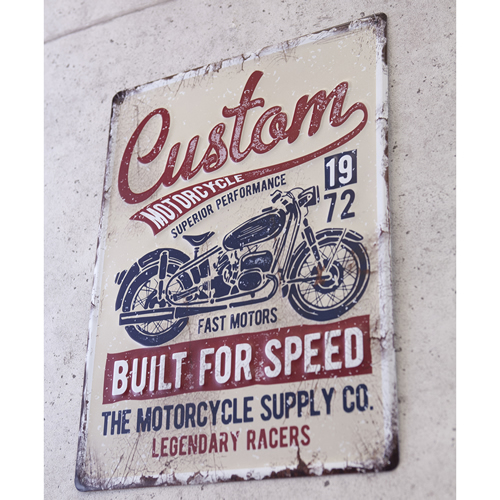 レトロペイント看板 アメリカン レトロ ブリキ看板 アンティーク CUSTOM MOTORCYCLE