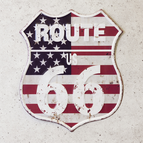 ブリキ看板 アンティーク ROUTE US 66 エンボスプレート メタル レトロ アメリカン アメリカ雑貨