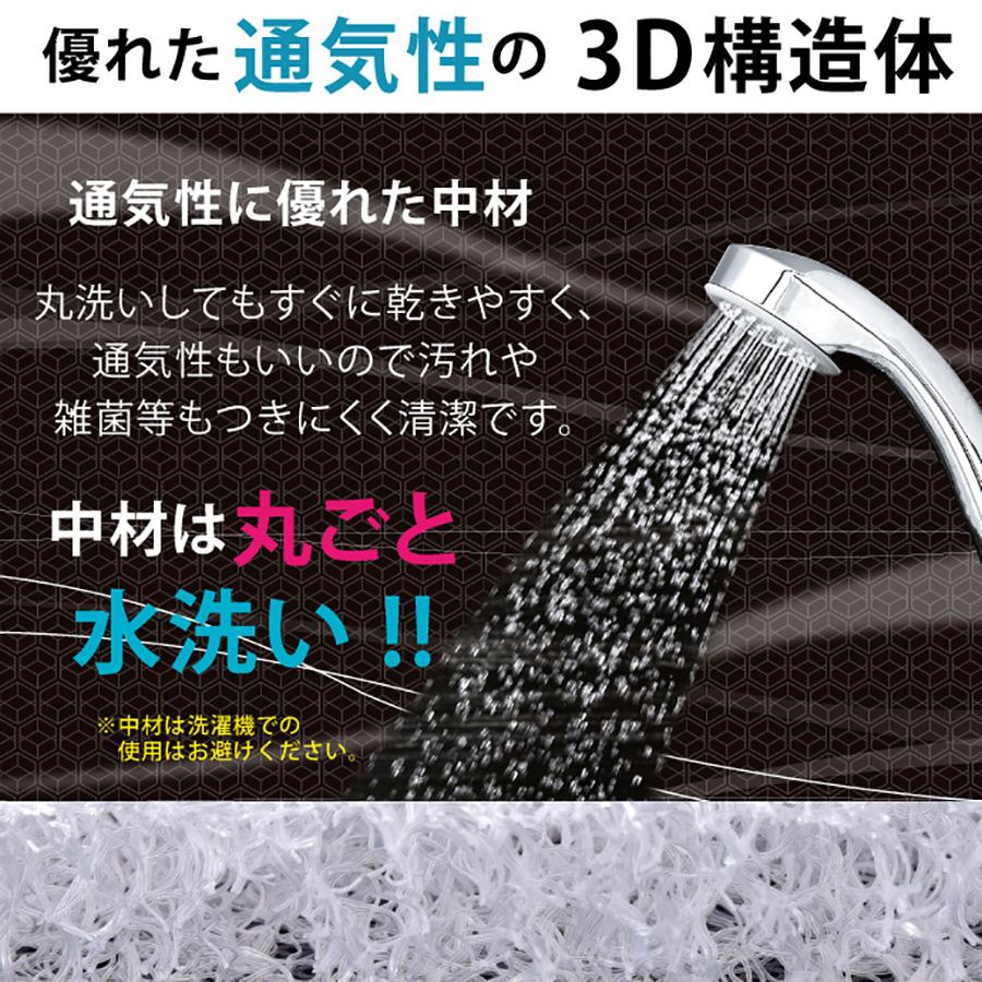 洗える３Dメッシュ　しりピタクッション　約40×40cm 尻ピタ クッション 座布団 車椅子 車いす 背当て 洗える 通気性 弾力性 椅子