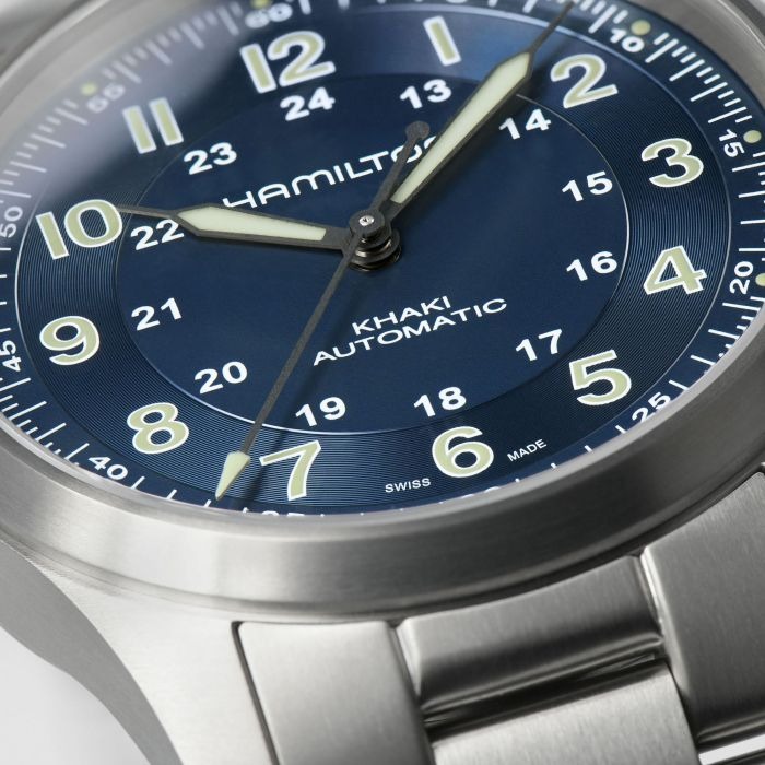 HAMILTON カーキ フィールド チタニウム ブルー自動巻　42mm 国内正規品ハミルトン カーキフィールドチタニウムオート42ミリ