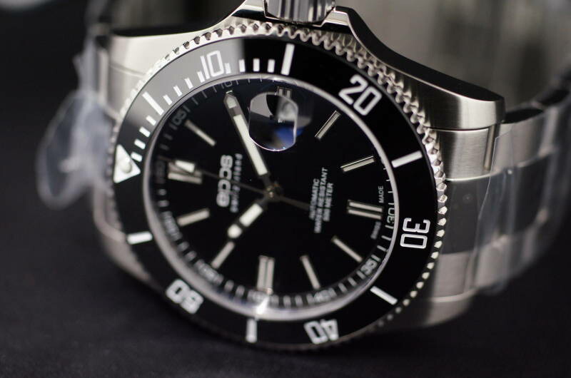 エポス（EPOS） ダイバーモデル スイス製自動巻 ブラック文字盤 500m