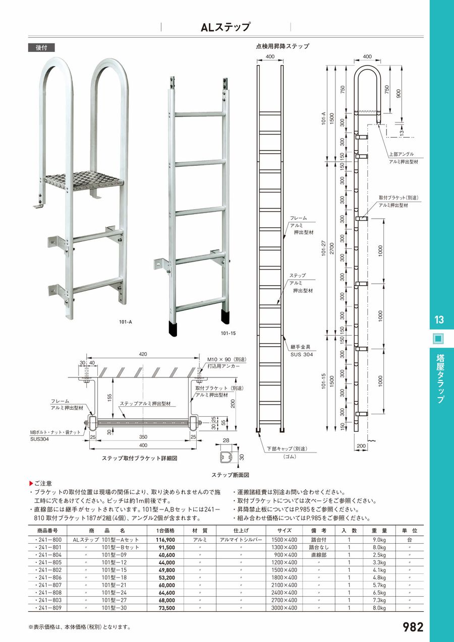 杉田エース 241-801 ALステップ 101型-Bセット 直送品 仕入先在庫品