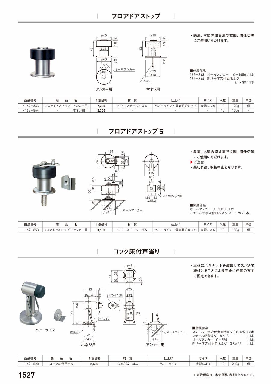 杉田エース 162-863 フロアドアストップ アンカー用 仕入先在庫品 : 佐