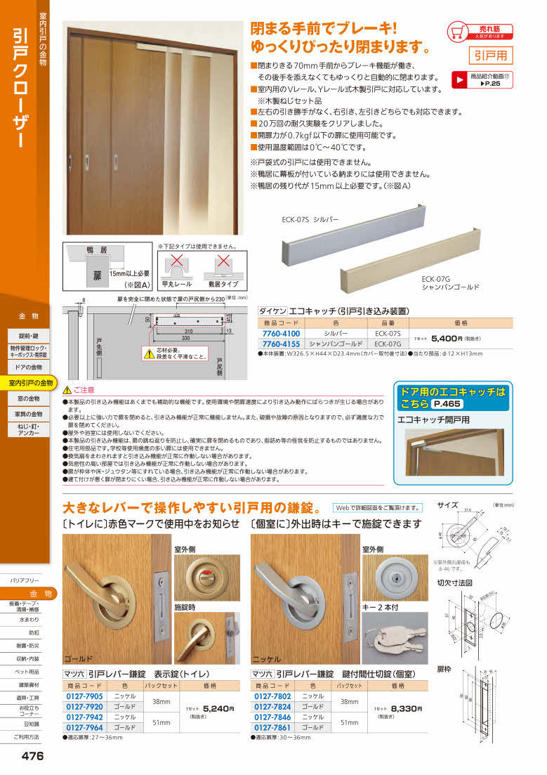 マツ六 引戸レバー鎌錠 鍵付間仕切錠 個室 ニッケル ３８ｍｍ :firs0127-7802:佐勘金物店ヤフー店 - 通販 - Yahoo!ショッピング