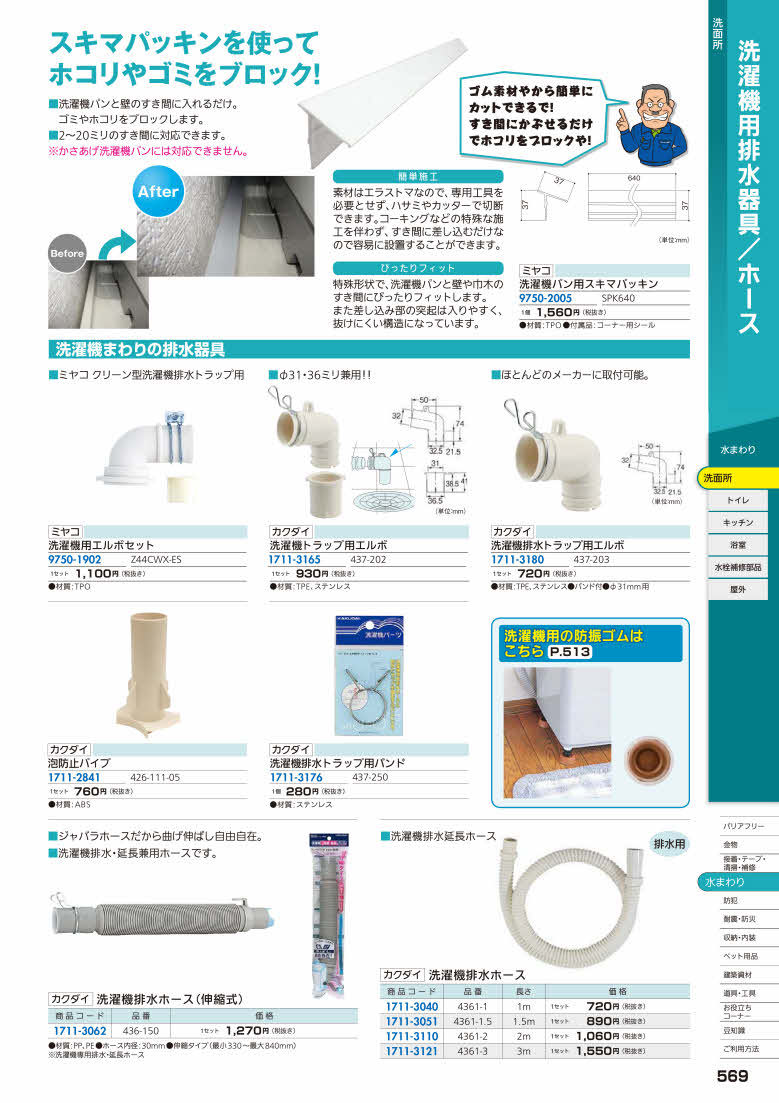 お買い得モデル ミヤコ SPK640 洗濯機パン用スキマパッキン 生活家電