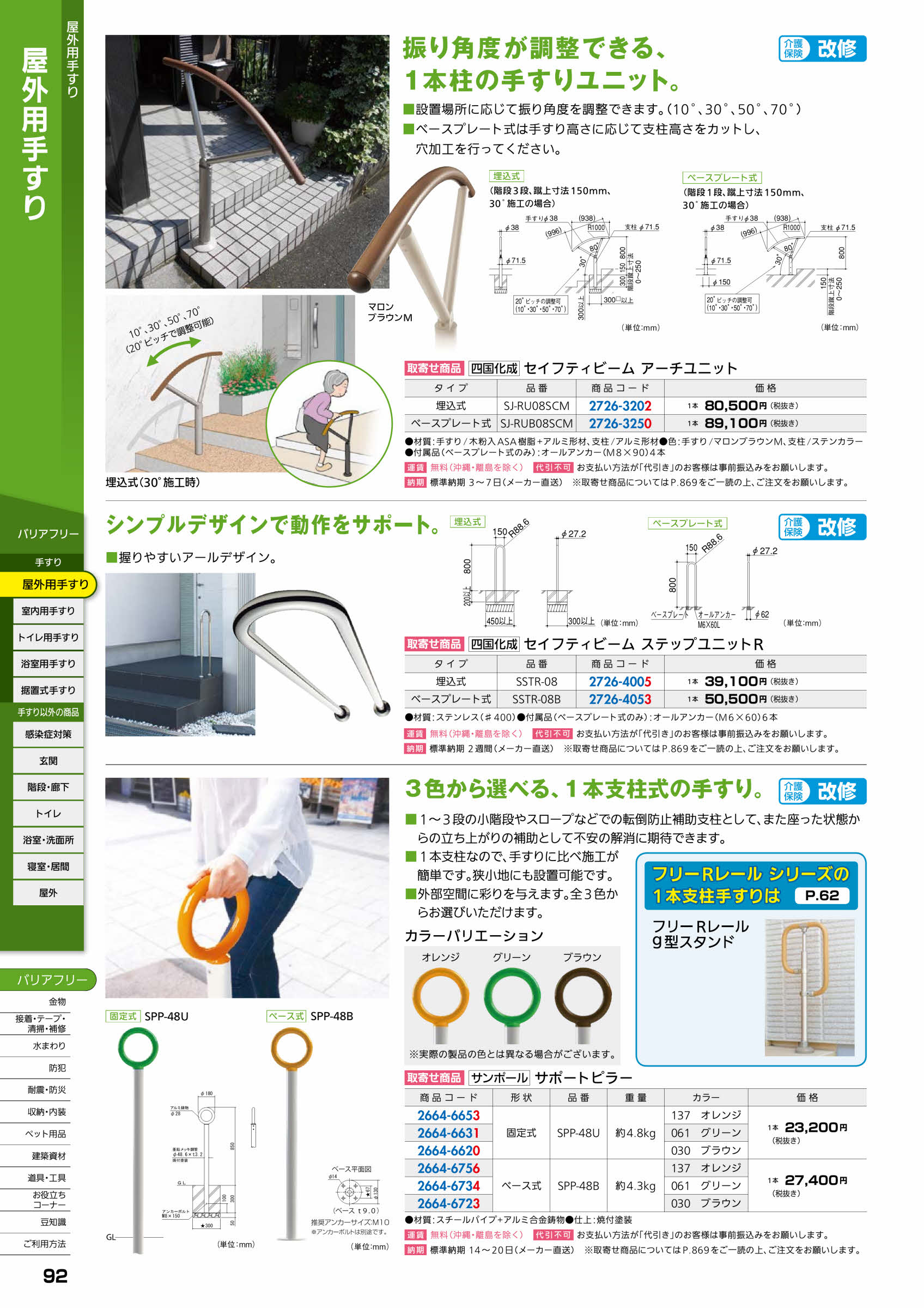 サンポール サポートピラー 固定式 ＳＰＰ−４８Ｕ ０６１グリーン