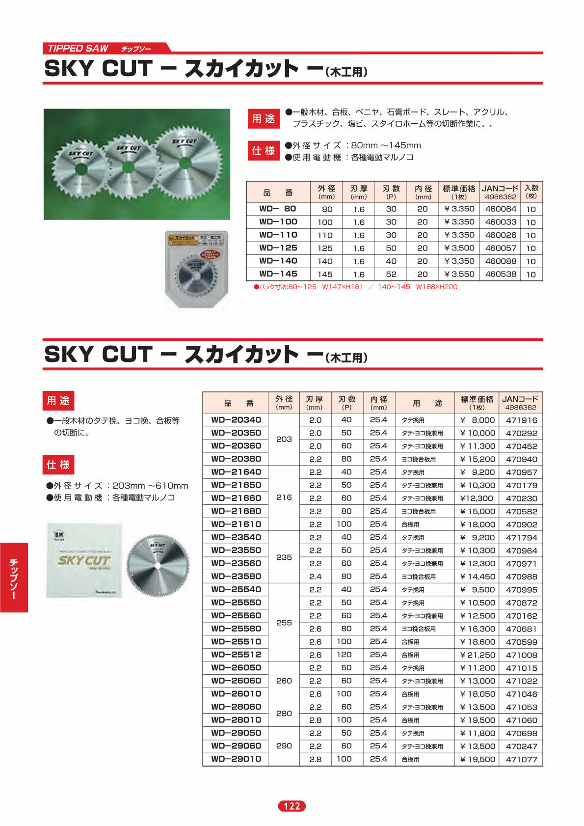 ハウスビーエム チップソー スカイカット(SKY CUT) 木工用 ヨコ挽合板