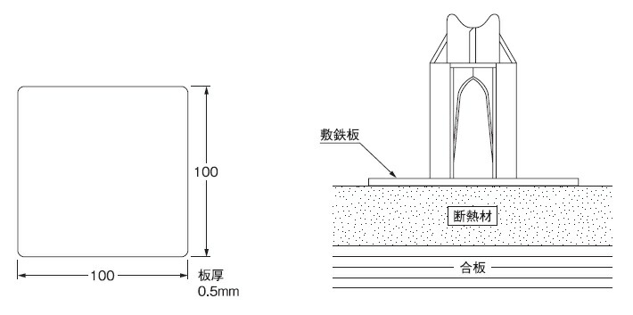 乾産業(INUI) 敷鉄板 100×100×0.5mm 平鉄板 入数：400枚 : inui-008