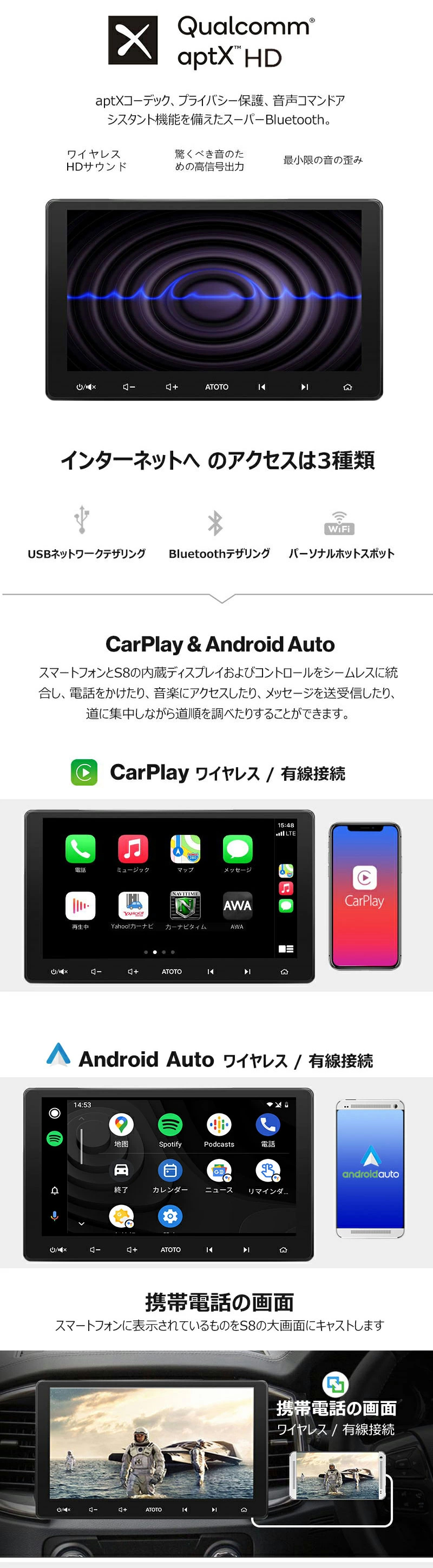 10インチ QLEDディスプレイATOTO S8 2世代 Premium S8G2114PM Andriod