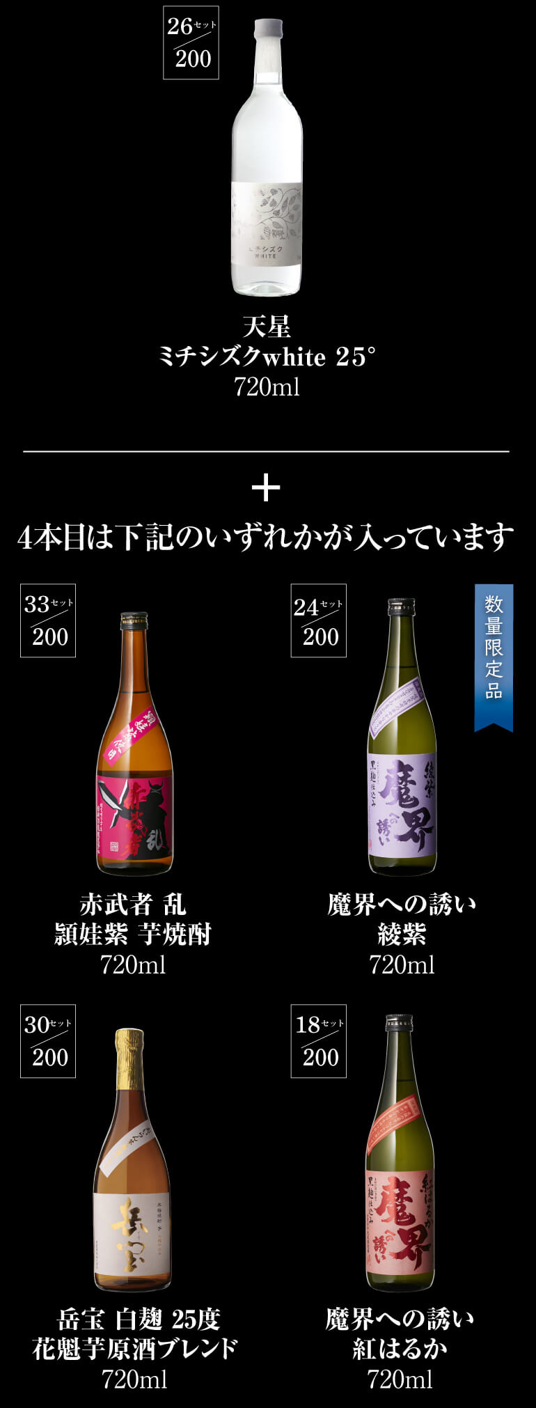 3/8限定P3倍 限定200セット 焼酎福袋 500-900ml×4本セット 18弾 1/10の