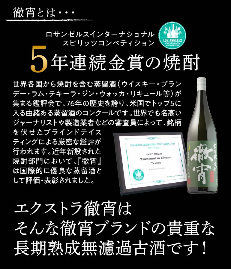 焼酎 芋焼酎 エクストラ徹宵 長期貯蔵 原酒 39度 720ml 恒松酒造本店