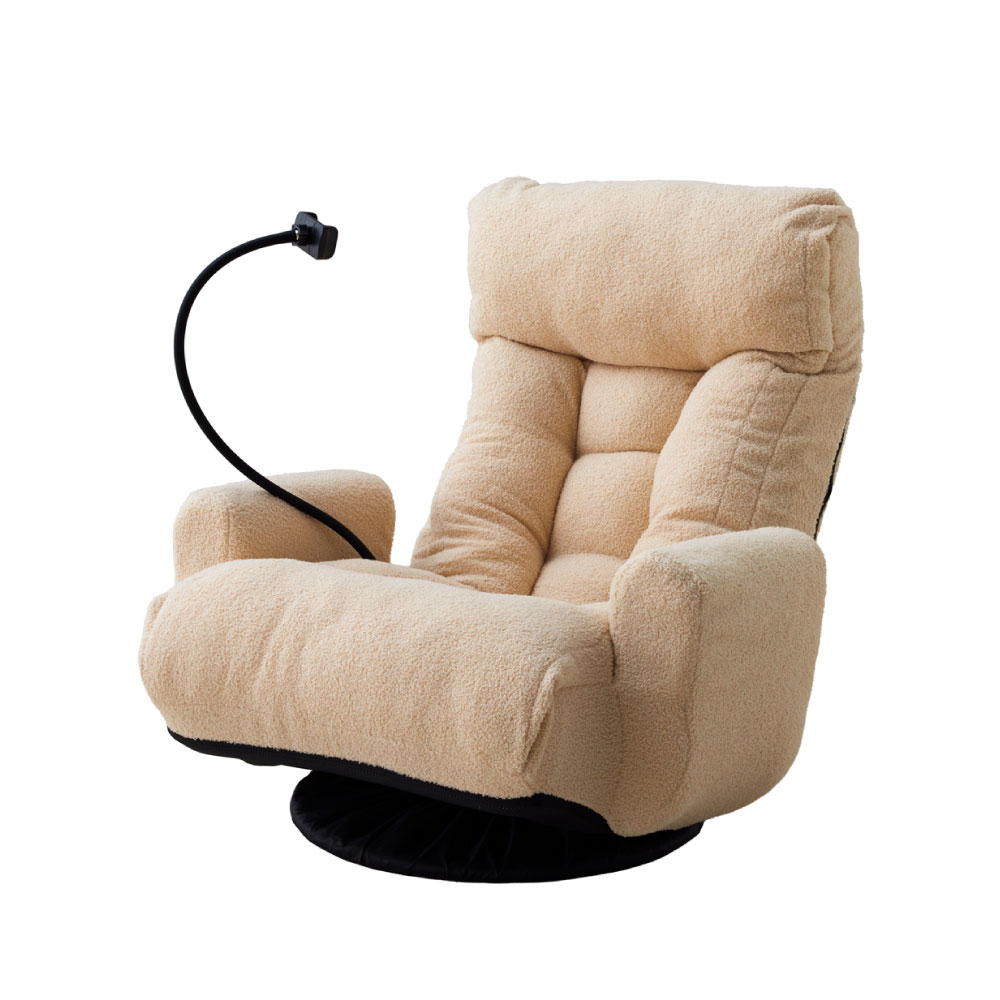 スマホホルダー付き 回転座椅子 XY-CR-812 ベージュ スマホ置き