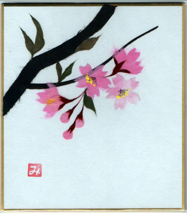 ちぎり絵　小色紙　桜