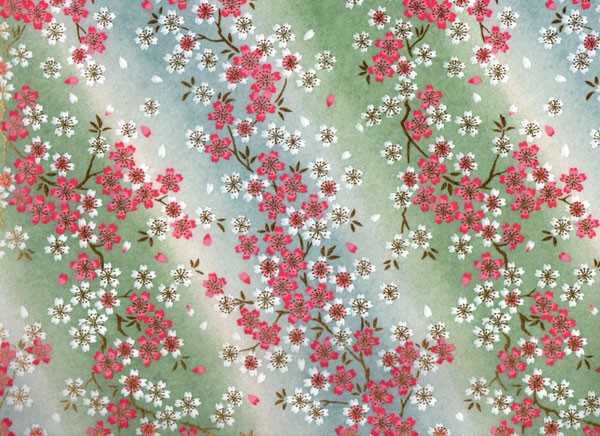 手染め友禅紙　桜　緑水　18の製品写真