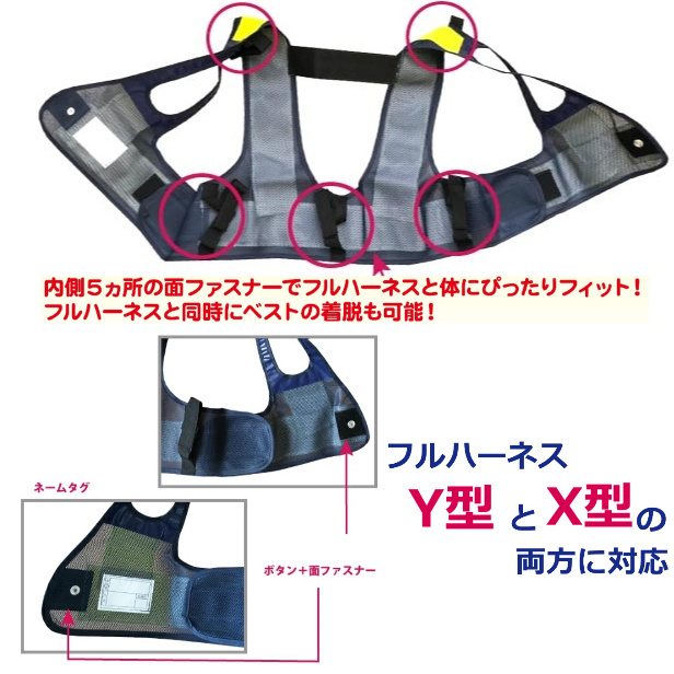 フルハーネス用 安全ベスト 反射ベスト装着できるんです キング