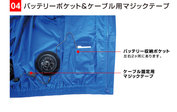 スペシャルオファ 空調作業服 ハーネスタイプ ブルー ポリエステル 長袖 BR588 暑さ対策・冷却グッズ