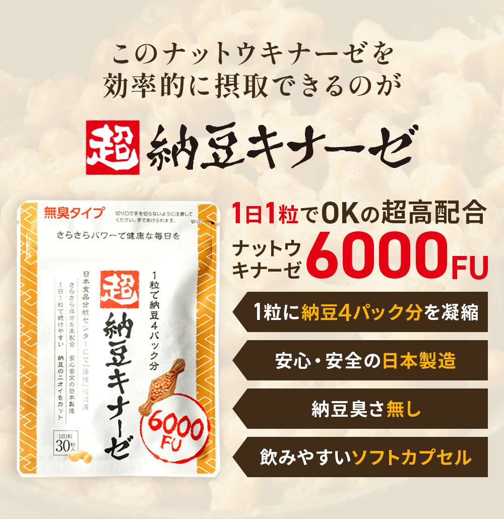 超 納豆キナーゼ 6000FU ナットウキナーゼ イヌリン 紅麹末 亜麻仁油 EPA DHA ルチン ビタミンB1 ビタミンB2 レシチン さくらの森  :natto:さくらの森 Yahoo!店 - 通販 - Yahoo!ショッピング