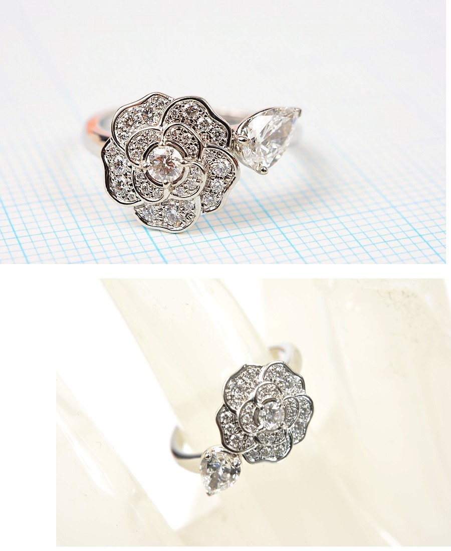 CHANEL カメリア　スリング CHANEL シャネル 指輪 K18PG ダイヤ10P(約0.08ct) カメリア