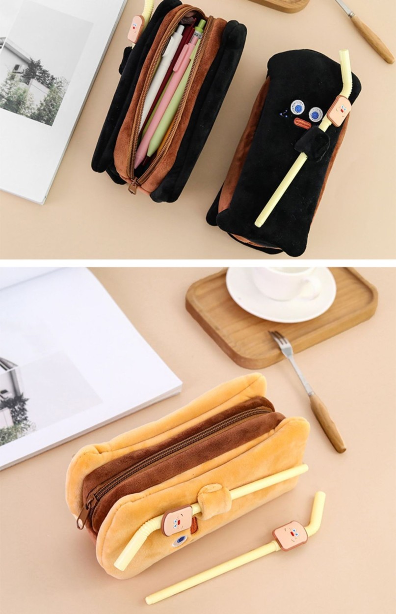 ペンケース おしゃれ 大学生 高校生 シンプル 韓国 面白グッズ 可愛い 筆箱 大容量 大人 食パン Pc 016 デスクワーク ペンポーチ 送料無料 パン 大人気新作