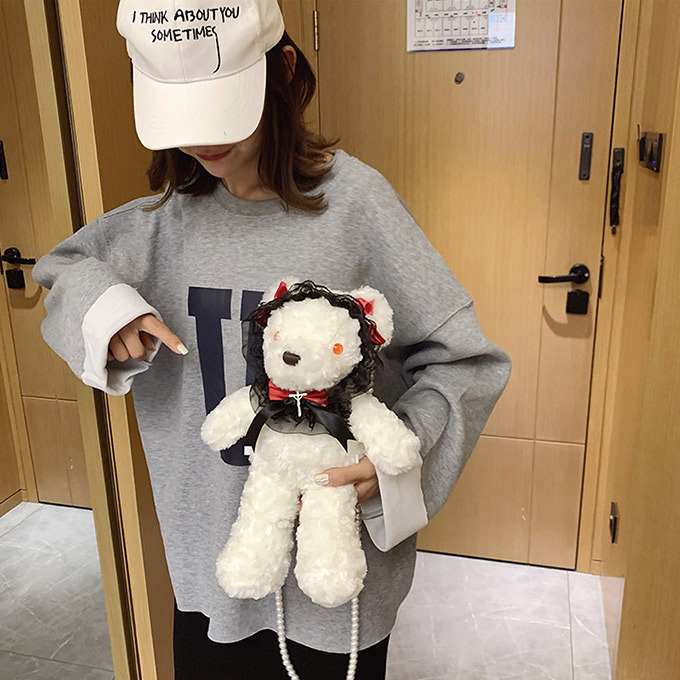 秋冬物新作 ベア ファー ショルダーバッグ お試し価格 クマ 縫いぐるみ ポシェット ポーチ バッグ もこもこ 毛足長 ロングファー 小物入れ 携帯 ぬいぐるみ ふわふわ