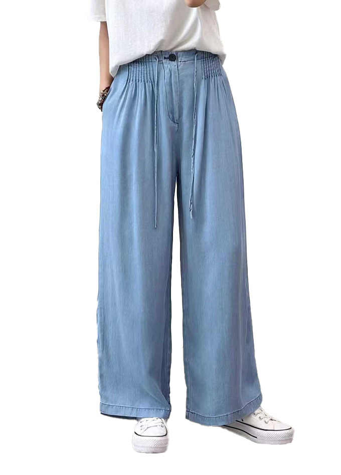 リヨセルデニム パンツ レディース ワイドパンツ タックパンツ