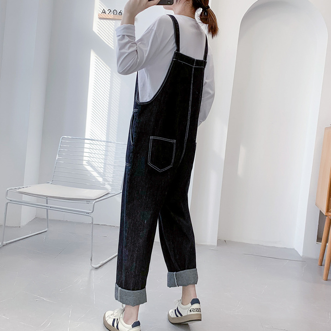 【海外限定】 ブラック デニム サロペット レディース 5ポケット パンツ