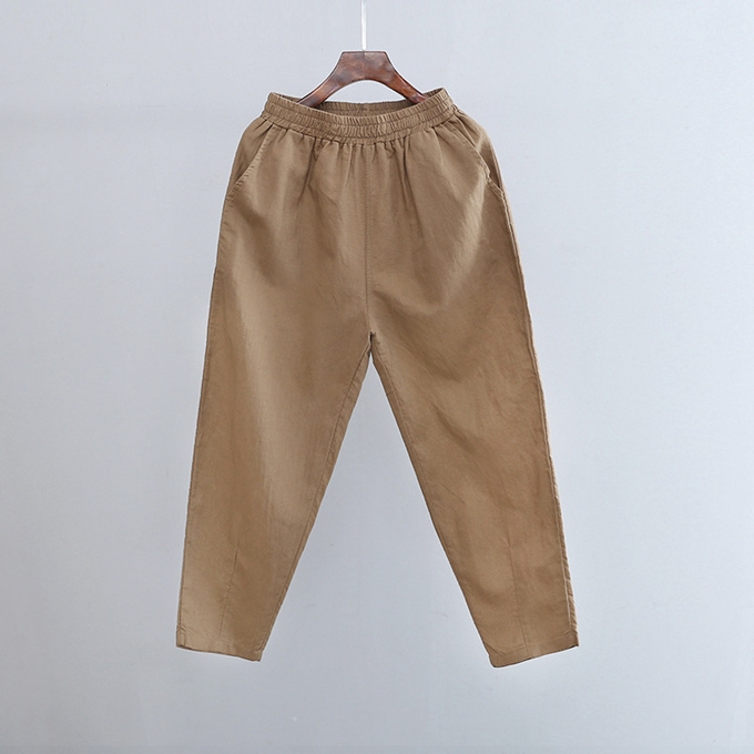 麻パンツ レディース リネンパンツ テーパードパンツ クロップドパンツ