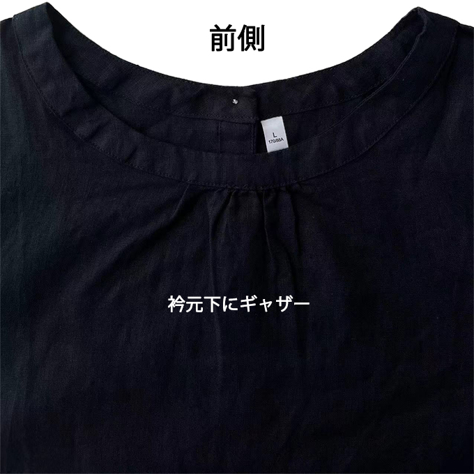 リネン100% リネン ワンピース レディース 春 夏 M L 半袖 膝丈 ミディ