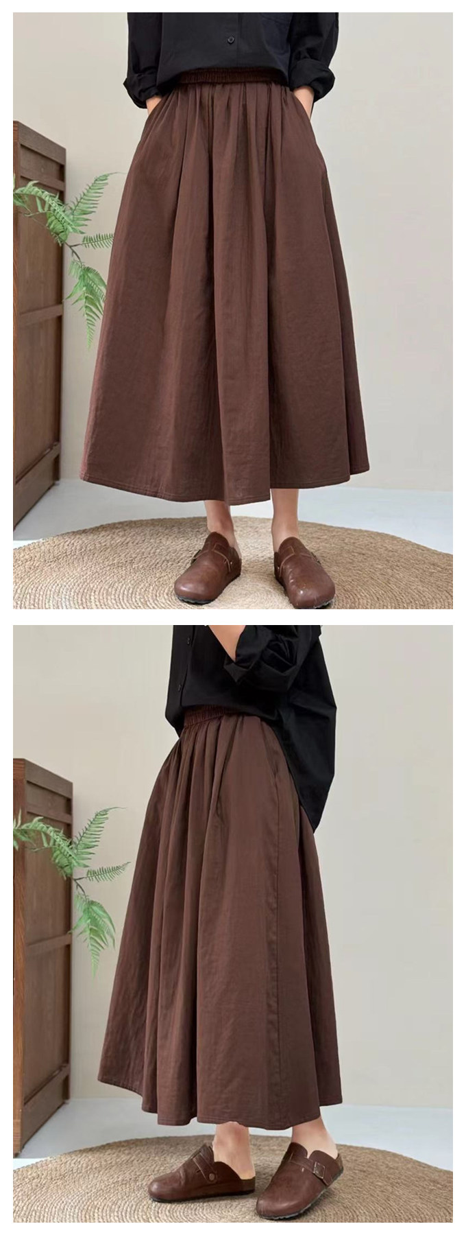 スカート ロング レディース ダブルガーゼ 綿 ロングスカート Aライン
