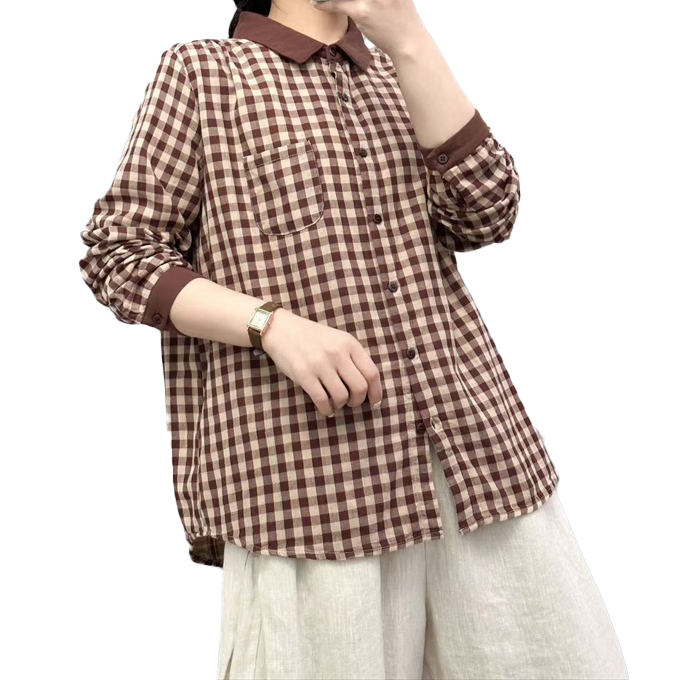 ダブルガーゼ ギンガムチェック シャツ レディース 綿100％ 綿シャツ