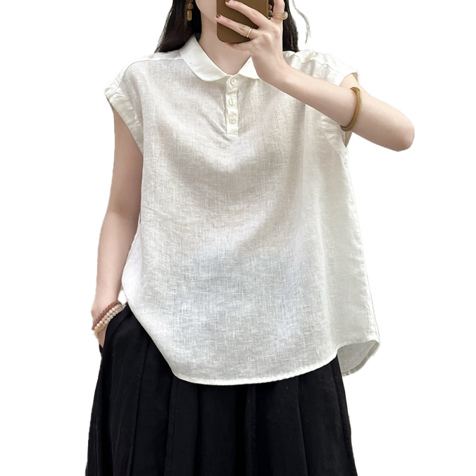 リネンブラウス レディース リネン100％ 麻 シャツ ポロブラウス