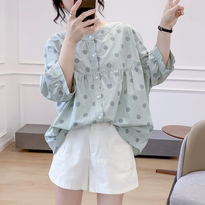 極美品✨【Gauze#】ドルマン コットン　ブルー　ゆったり　綿ブラウス 極美品✨【Gauze#】ドルマン コットン ブルー ゆったり 綿