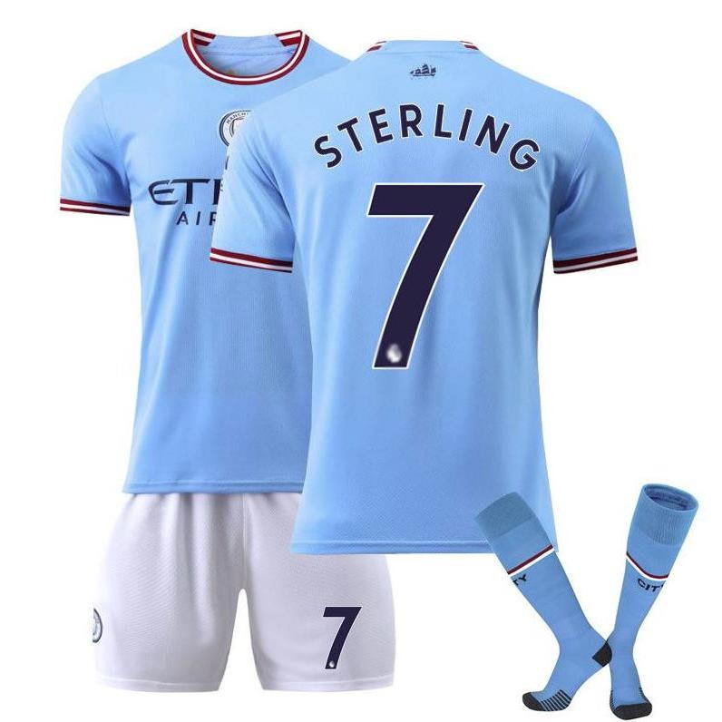 サッカーユニフォーム サッカーレプリカユニフォーム サッカーウェア マンチェスター・シティ 上下セット 半袖Tシャツ ハーフパンツ 背番7/9/10/17/47 大人 |  | 01