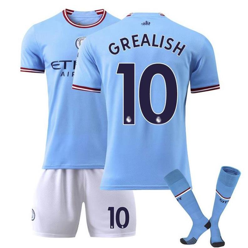 サッカーユニフォーム サッカーレプリカユニフォーム サッカーウェア マンチェスター・シティ 上下セット 半袖Tシャツ ハーフパンツ 背番7/9/10/17/47 大人 |  | 03