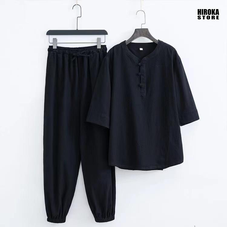 甚平上下セット メンズ コットン ヘンリーネック 美しい涼しさ 男性用 コットン甚平2点セット ファッションパジャマ 半袖 無地のパジャマ。 |  | 07