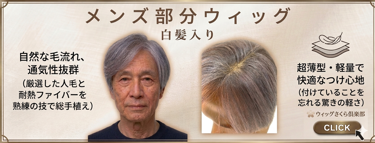 さくら倶楽部 男性用メンズ 部分ウィッグ人毛100% top-dx2a 総手植え