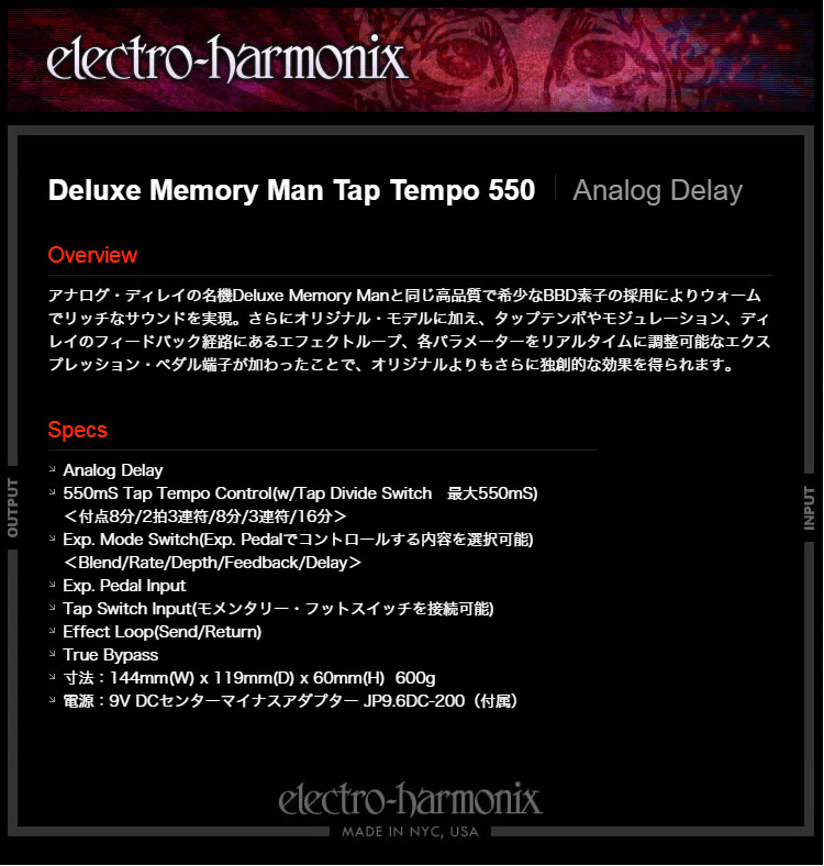 今だけピック10枚セット付き』Deluxe Memory Man 550TT［デラックス