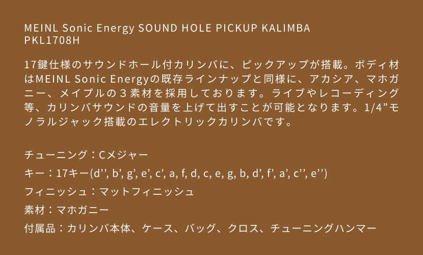 MEINL Sonic Energy サウンドホール・ピックアップ・カリンバ 17