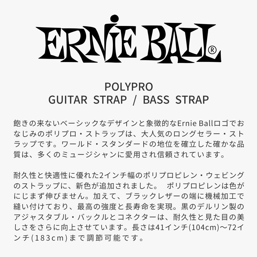 ERNIE BALL ギターストラップ RASPBERRY & BLACK #5355 POLYPRO STRAP