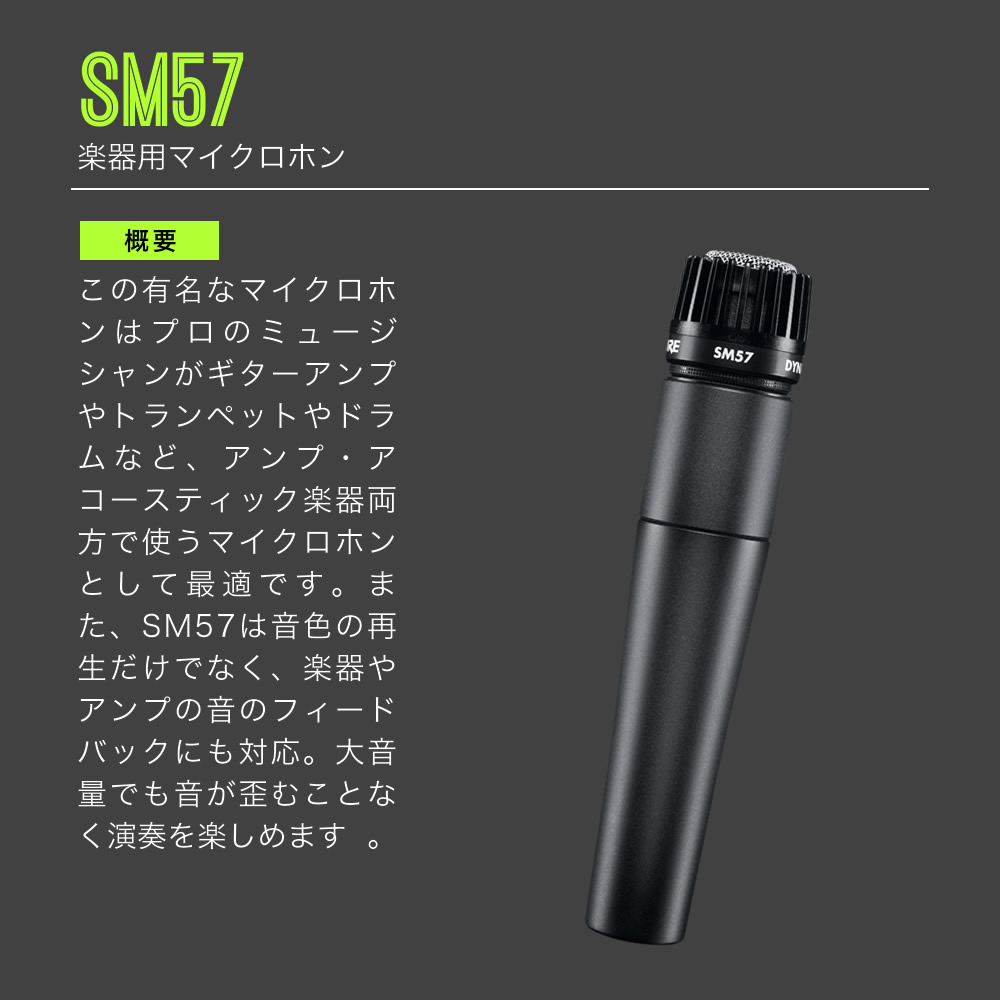 SHURE シュア SM57 (SM57-LCE) 楽器用ダイナミックマイク
