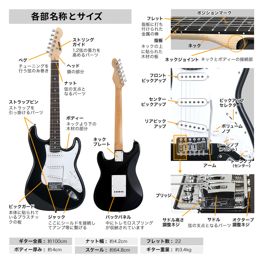 エレキギター SELDER ST-16 13点 初心者セット【セルダー 入門セット 