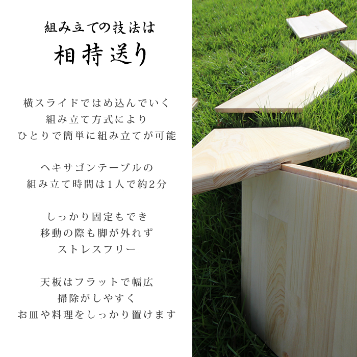ヘキサゴンテーブル天板三脚テーブル ヘキサゴン104