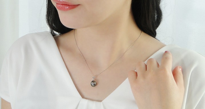Akoya7.5-8mm K18パールとブラッククローバーネックレス SETUP7｜IRIS 47/baroque pearl lariat necklce バロック パール