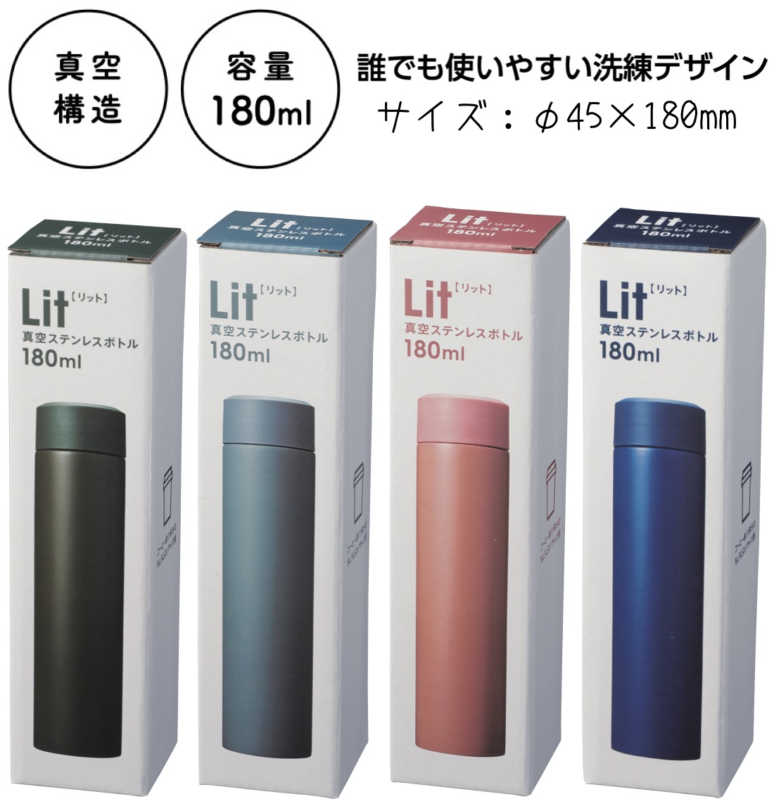 プレゼント　未使用品　真空ステンレスボトル220ml リット 真空ステンレスボトル180ml ステンレス ボトル スリム くすみ