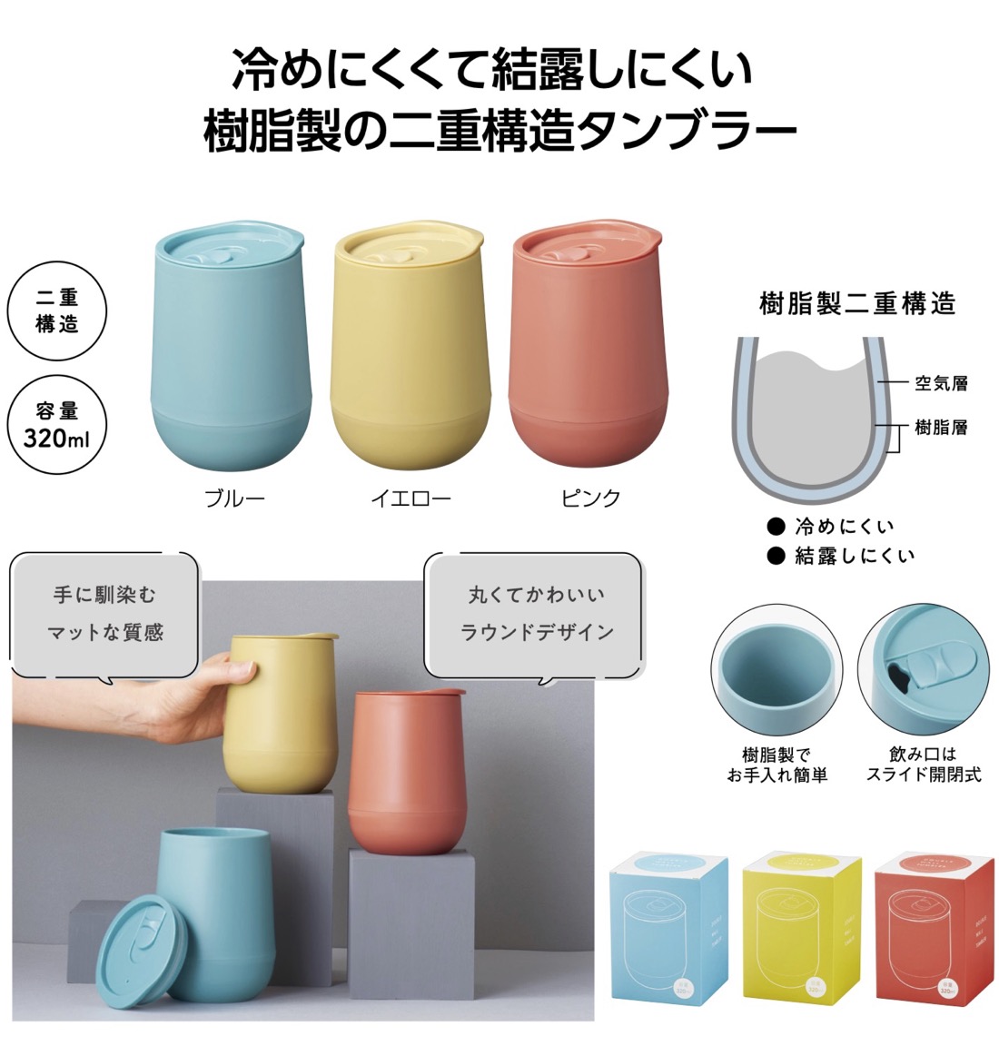 1個198円送料無料 蓋付ダブルウォールタンブラー 60個セット