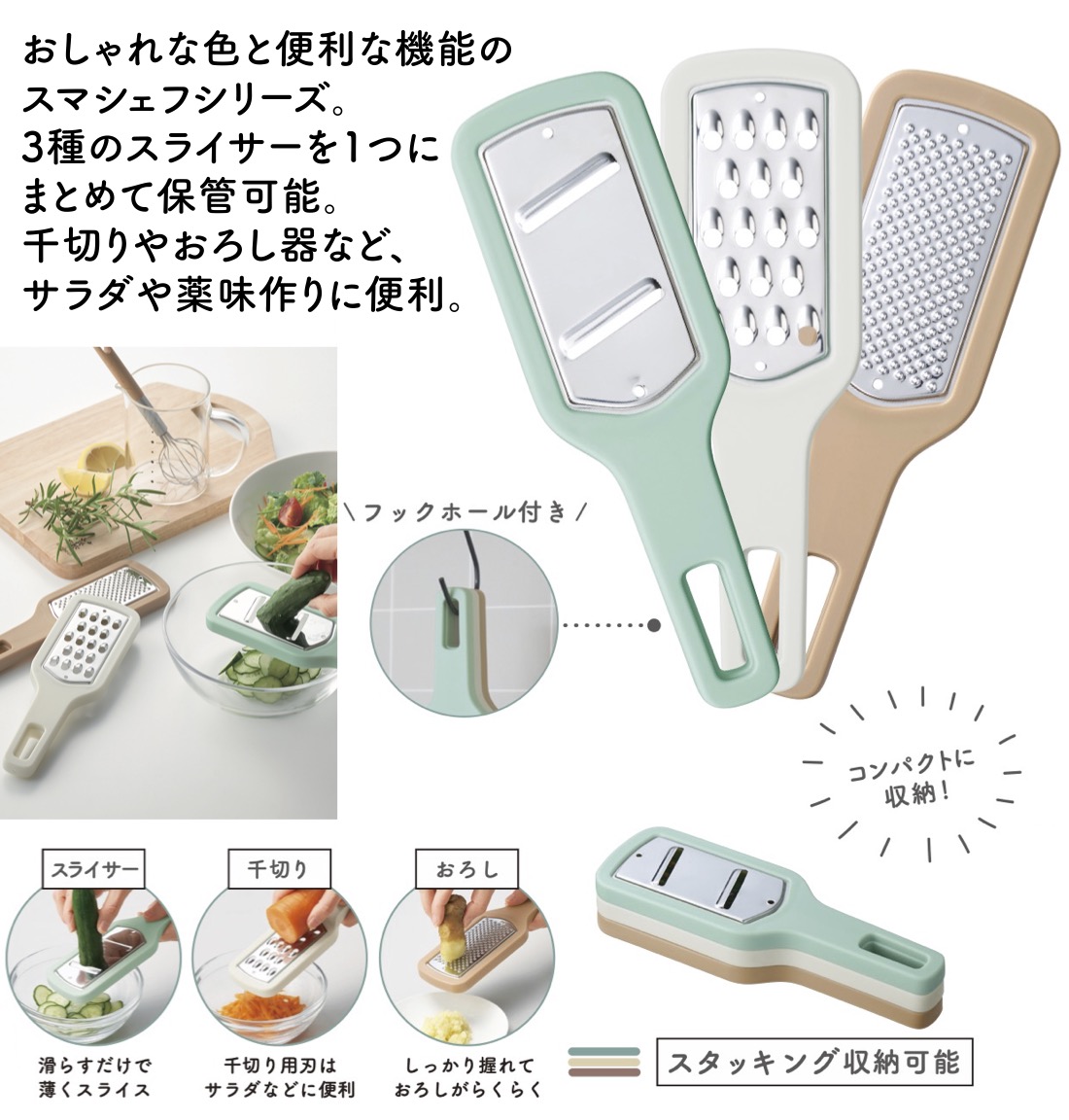 送料無料 スマシェフ 使い分けスライサー3種セット 20個セット