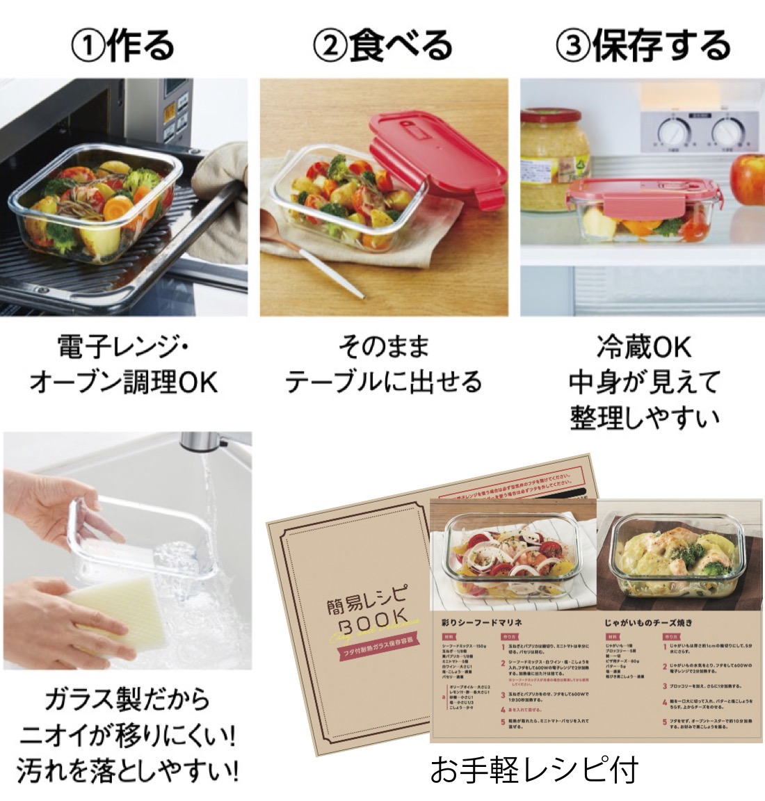 フタ付耐熱ガラス保存容器 粗品 プチギフト フタ付 耐熱 ガラス 保存