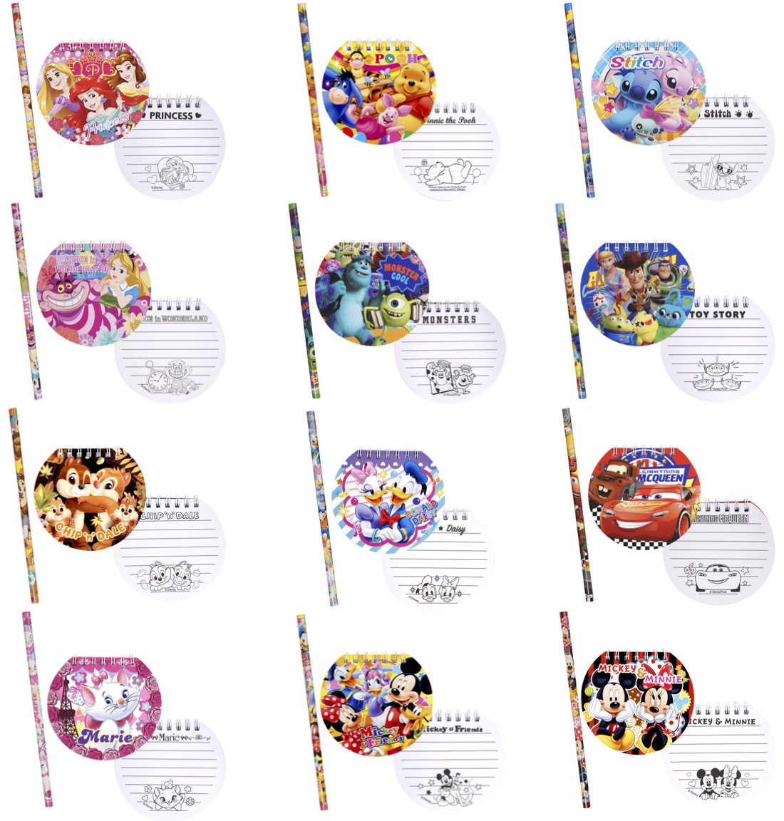 Disney ディズニー丸型ノート＆鉛筆セット 文房具 鉛筆 ノート
