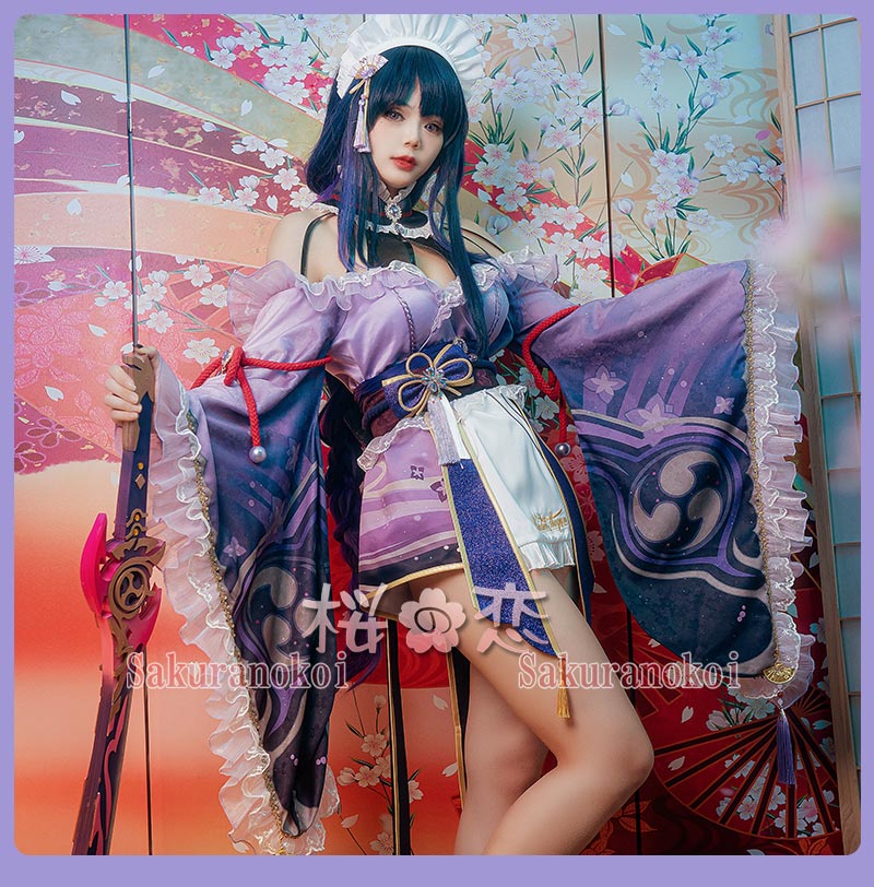 原神 げんしん genshin 稲妻 雷神バアル 雷電将軍 らいでんしょうぐん メイド コスプレ 衣装 cosplay イベント パーティー  コスチューム uw1638